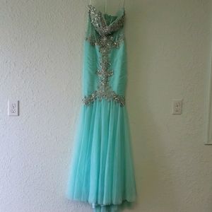 Aquamarine Mermaid Prom Dress